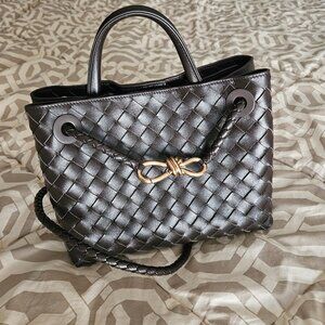 BV Andiamo-Inspired Bag – Chocolate Brown Genuine Leather